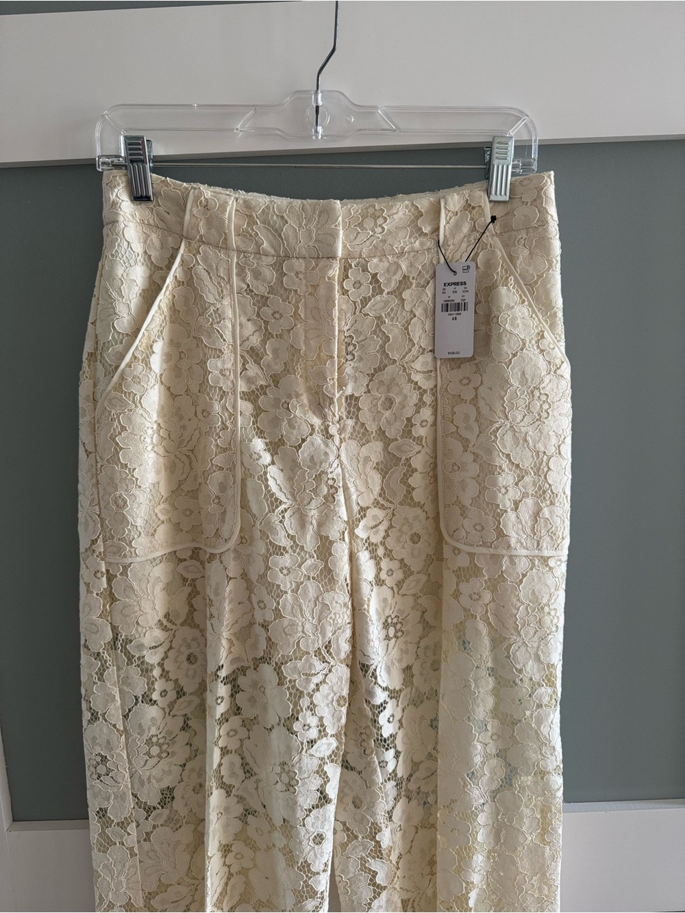 Express Cream White Lace Pants size 4 - Picture 2 of 5